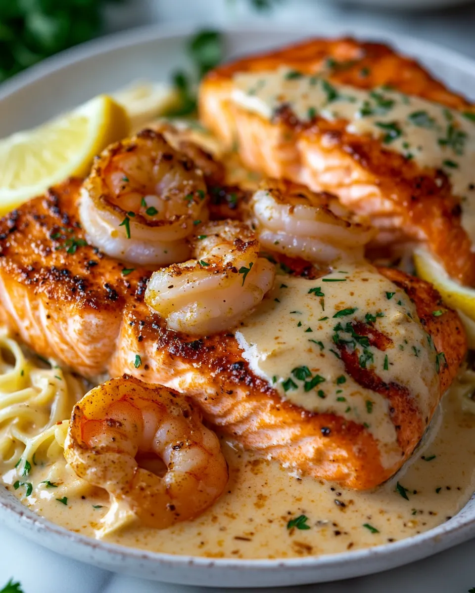 Easy Cajun Shrimp and Salmon with Garlic Cream Sauce (Weeknight Luxury)